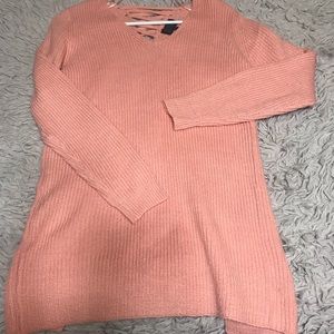 Peach Chunky Cable Knit Sweater